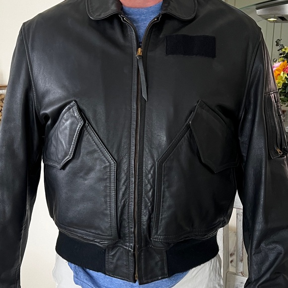 Leather Aviation Bomber Jacket - Picture 3 of 9